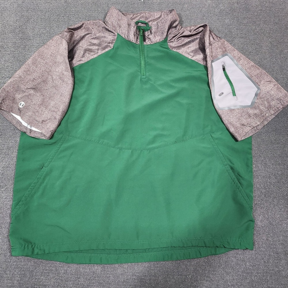 Holloway Pullover Windbreaker Adult 3XL Green Quarter Zip Short Sleeve Athletic